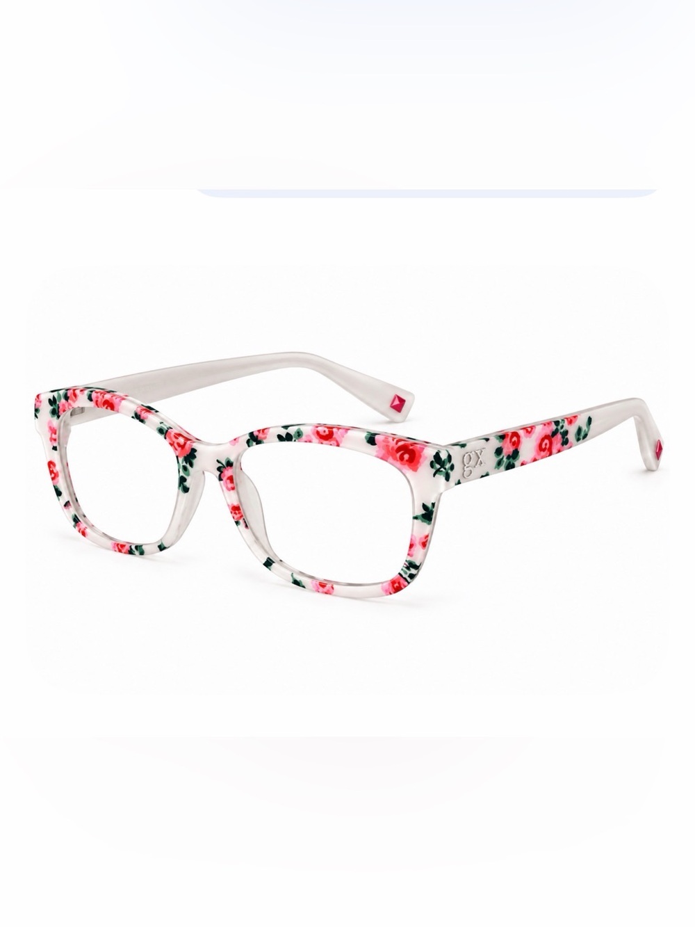GX by Gwen Stefani GX077 Floral Eyeglasses White Pink Rose Frames 52-19-135